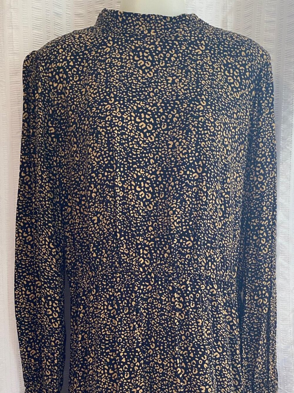 POPSUGAR NWT Flower Market Black And Gold Leopard Print Long Sleeve Dress